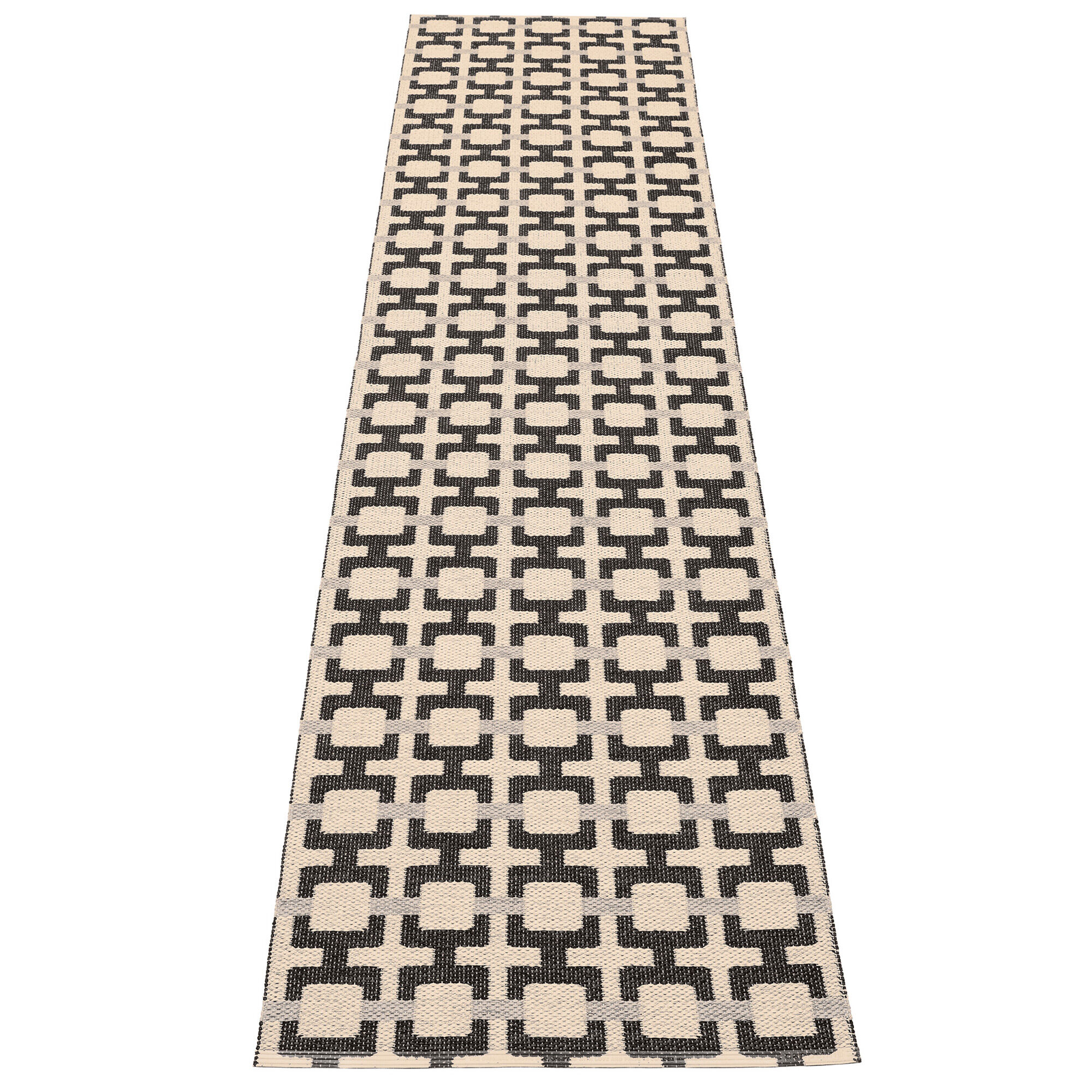 Pappelina Tom gulvtæppe 300 x 70 cm, black/cream/grey