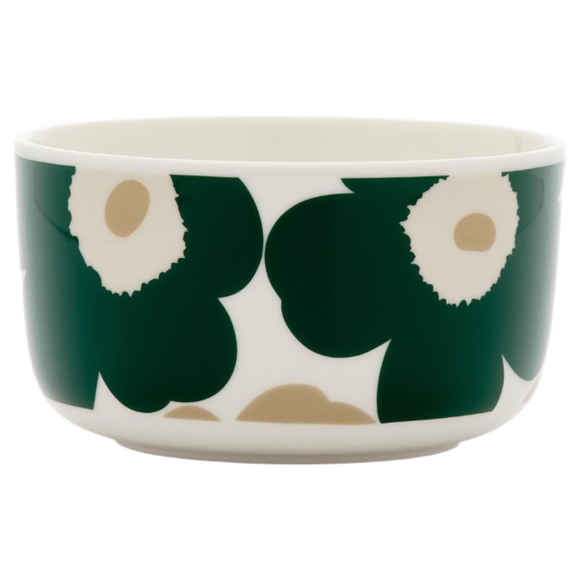 Marimekko Unikko Oiva skål 5 dl, hvid/mørkegrøn/beige/sand