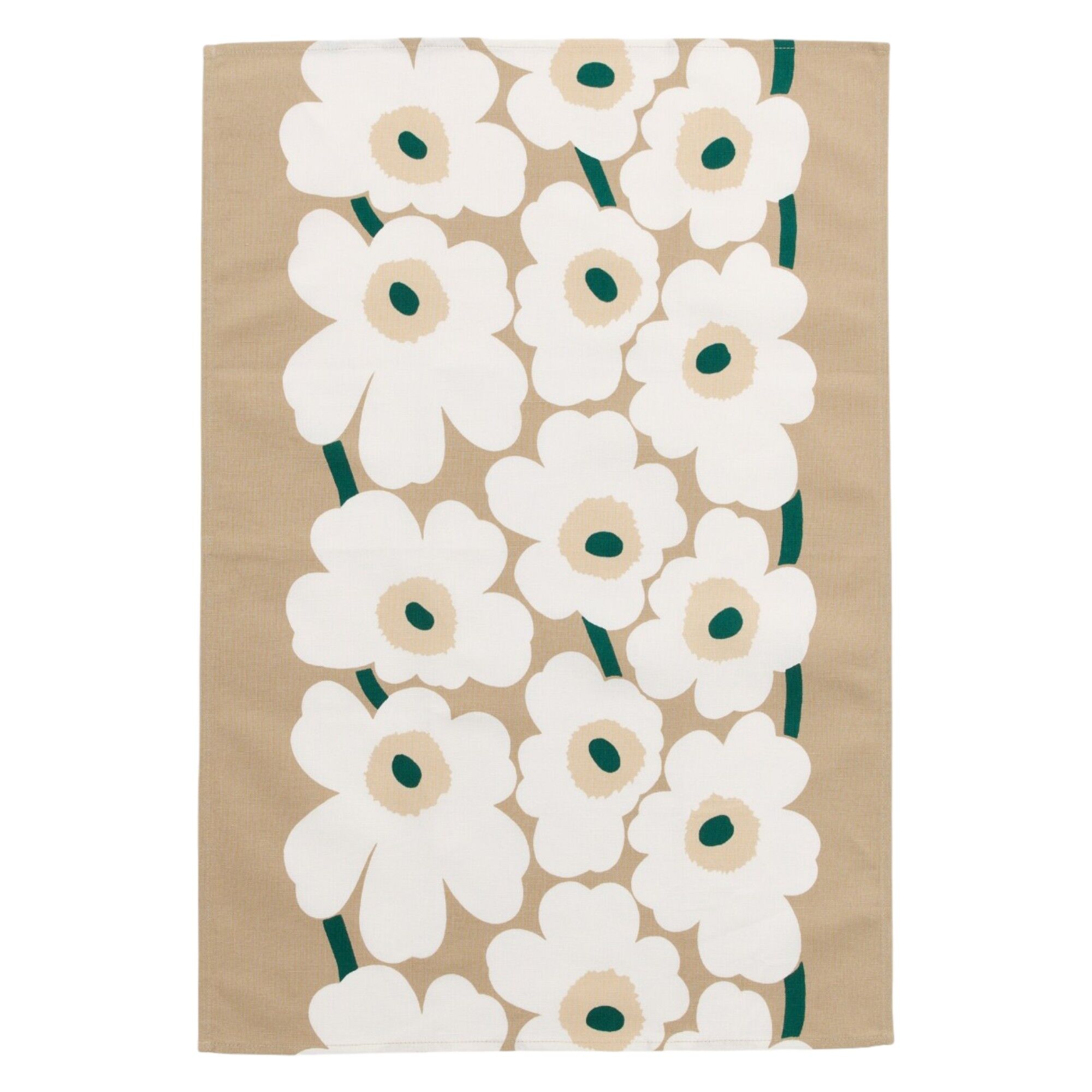 Marimekko Unikko køkkenhåndklæde 47 x 70 cm, sand/hvid/hø/smaragdgrøn