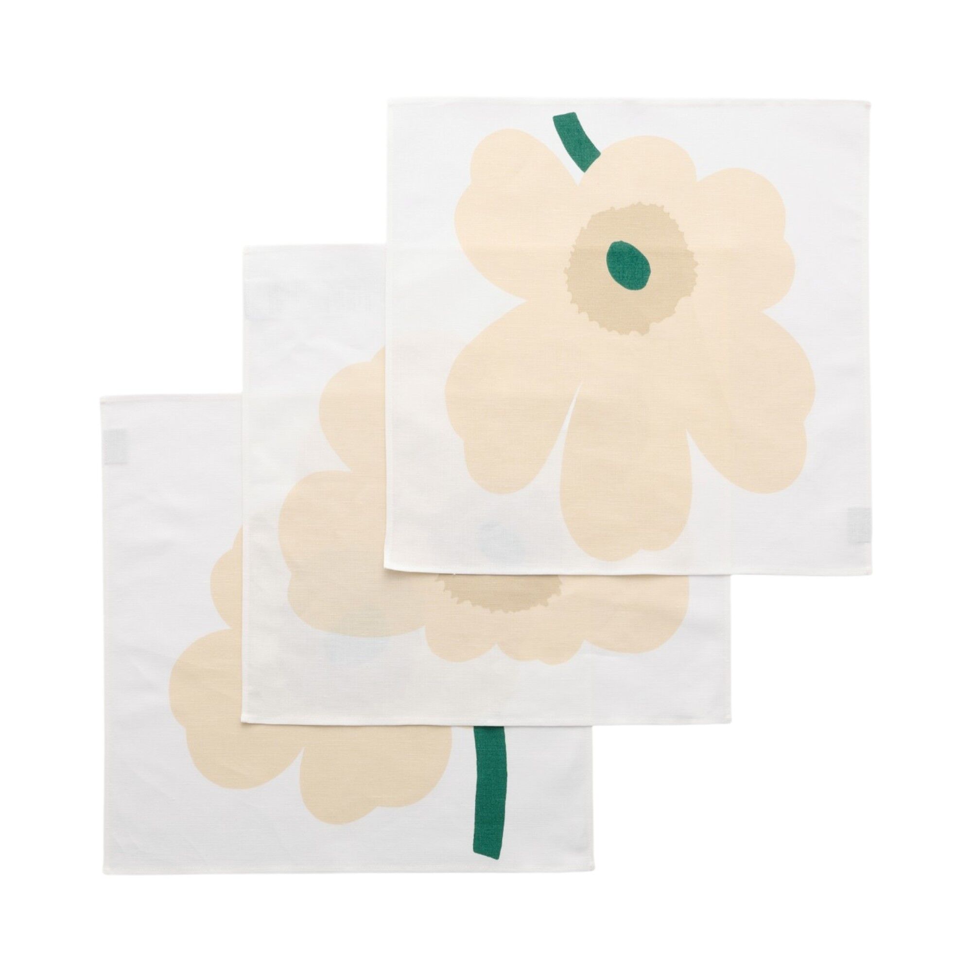Marimekko Unikko stofserviet 45 Ã 45 cm 3-pak, hvid/hø/sand/smaragd