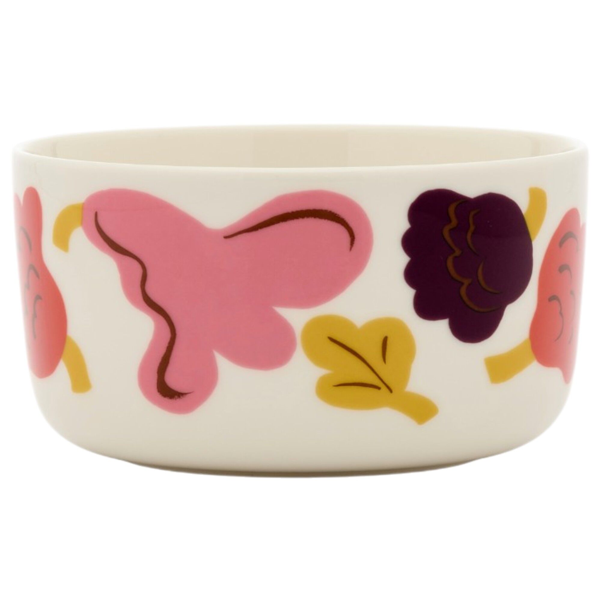 Marimekko Kukasta Kukkaan Oiva skål 5 dl, hvid/rosa/terracotta/plomme