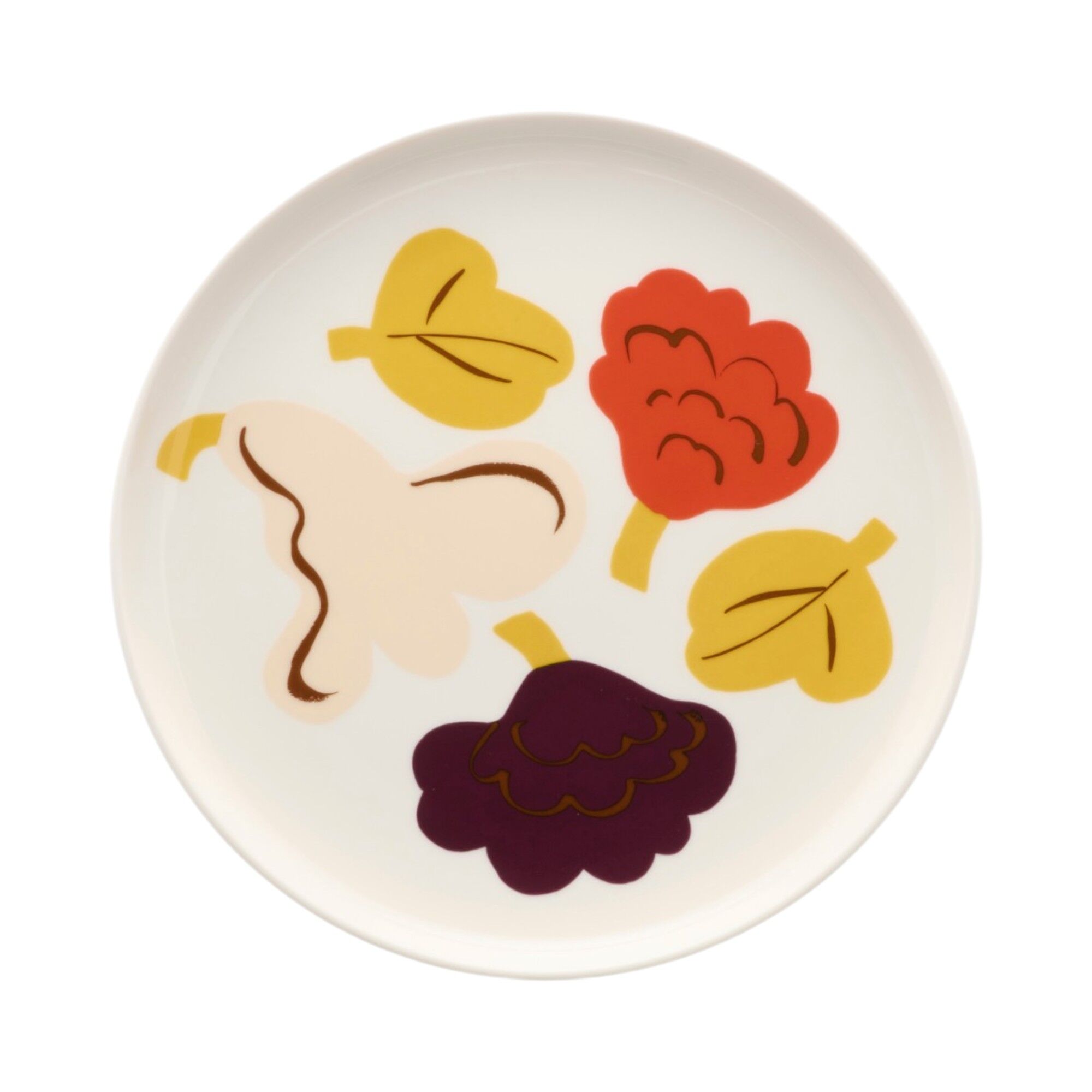 Marimekko Kukasta Kukkaan Oiva småtallerken 20 cm, hvid/vanilje/terracotta/blomme