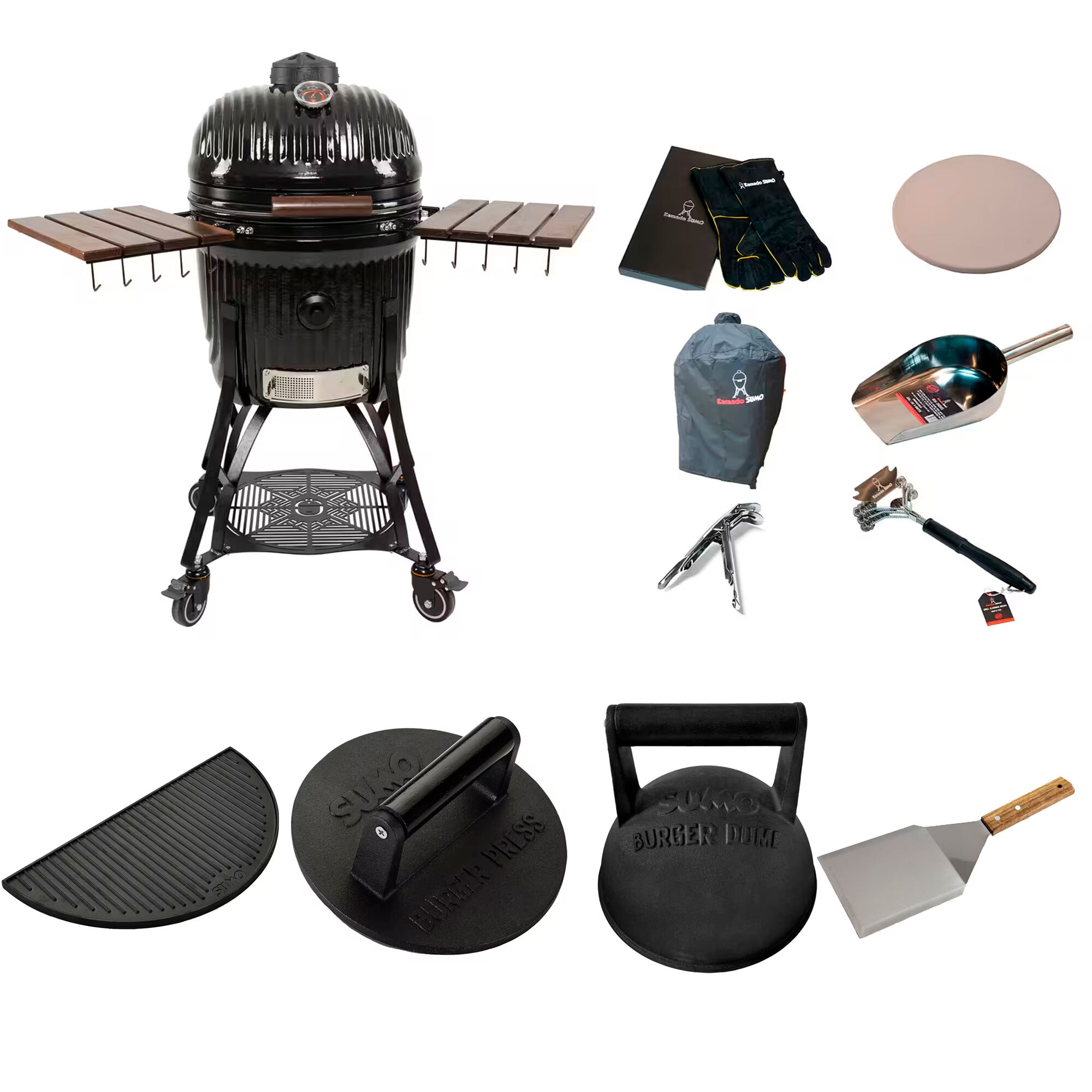 Kamado sumo Icon kamadogrill large med smashpakke, sort