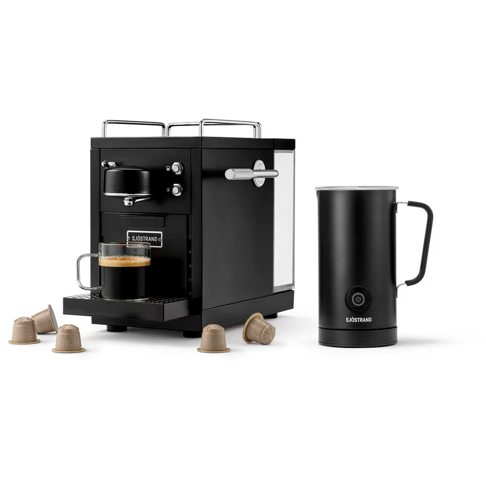 Sjöstrand coffee Sjöstrand The Original 2 Kapselmaskine, sort + mælkeskummer