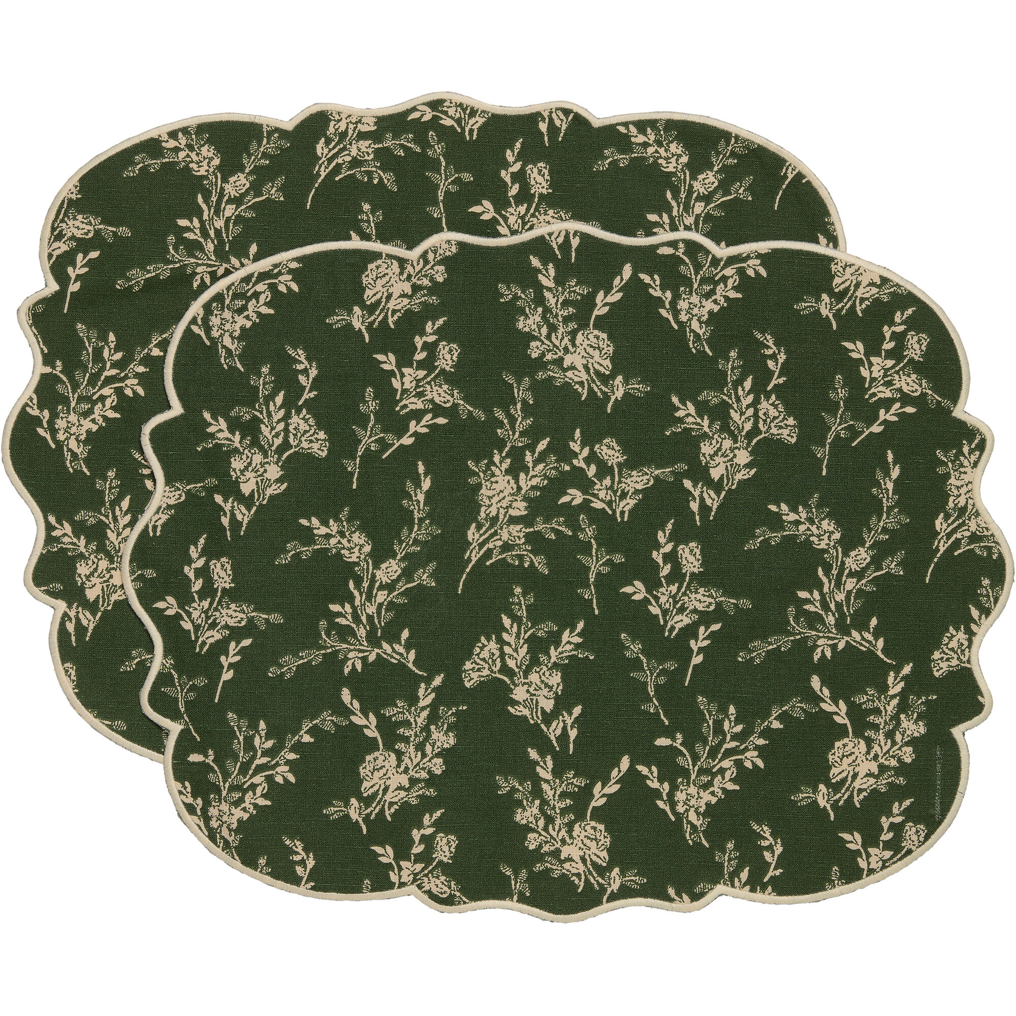 Decotique Gia bordbrik med blomster 35 x 45 cm, 2-pak, grøn