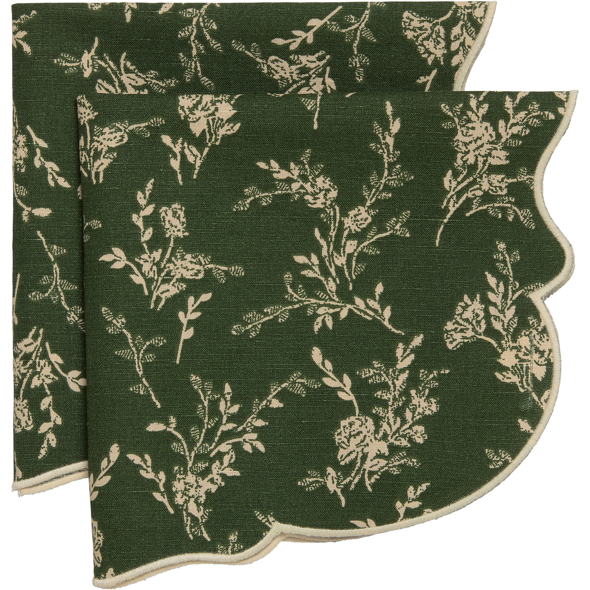 Decotique Gia serviet med blomst 45 x 45 cm, 2-pak, grøn