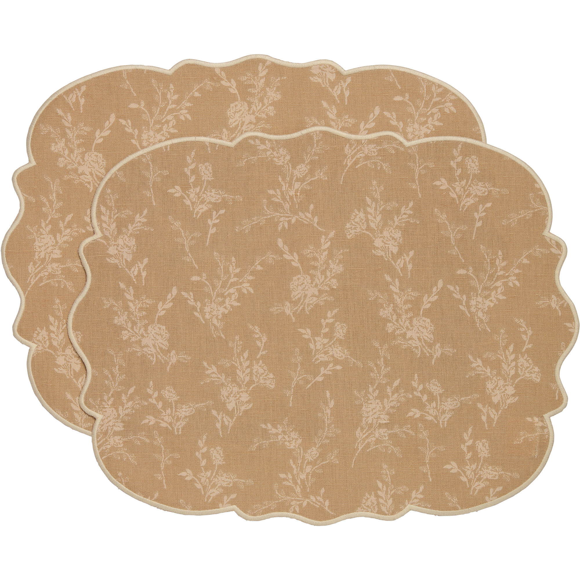 Decotique Gia dækkeserviet, blomst, 35 x 45 cm, 2-pak  -  beige