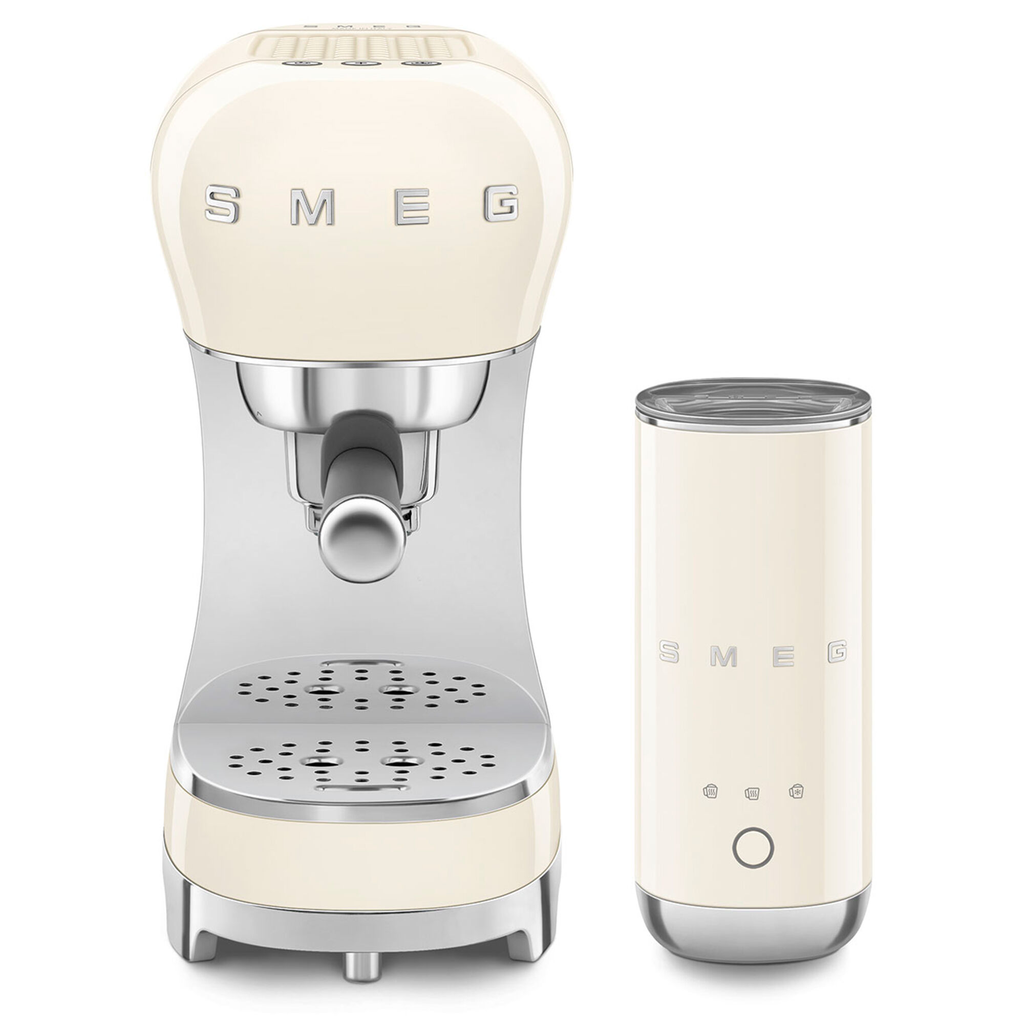 Smeg ECF12CREU  -  manuel espressomaskine med separat mælkeskummer, creme