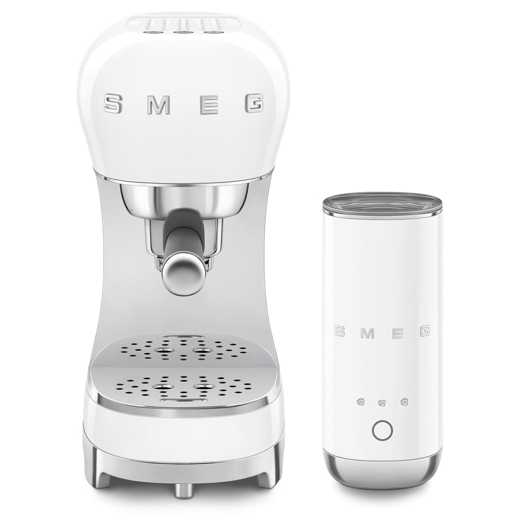 Smeg ECF12WHEU manuel espressomaskine med mælkeskummer, hvid