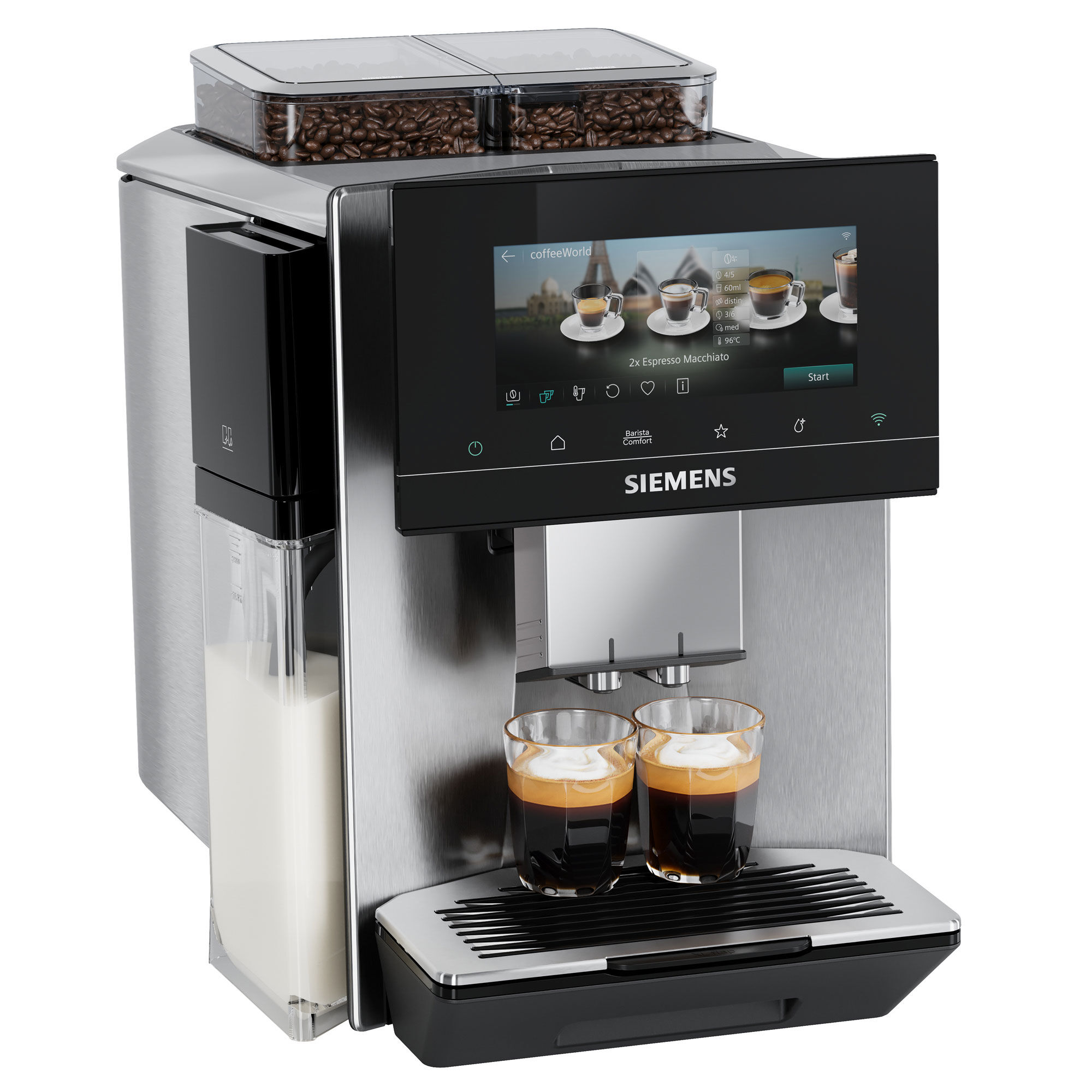 Siemens EQ900 plus iAroma TQ927EZ3  -  fuldautomatisk espressomaskine i rustfrit stål