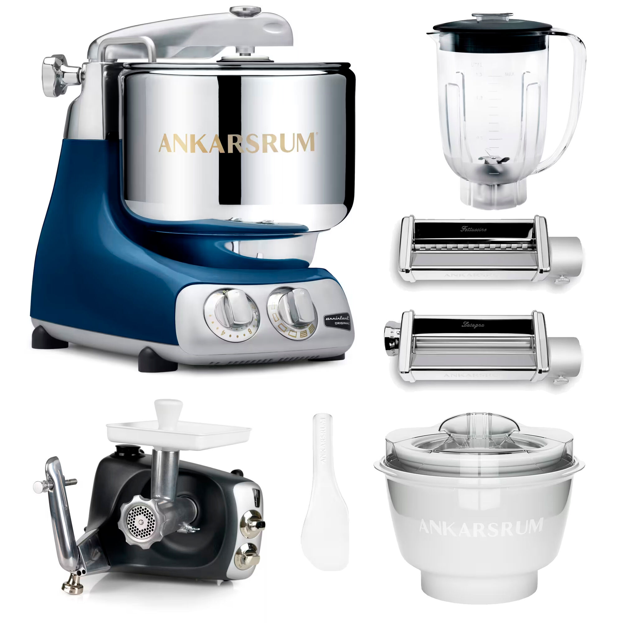Ankarsrum Assistent Original køkkenmaskine med middagspakke, ocean blue