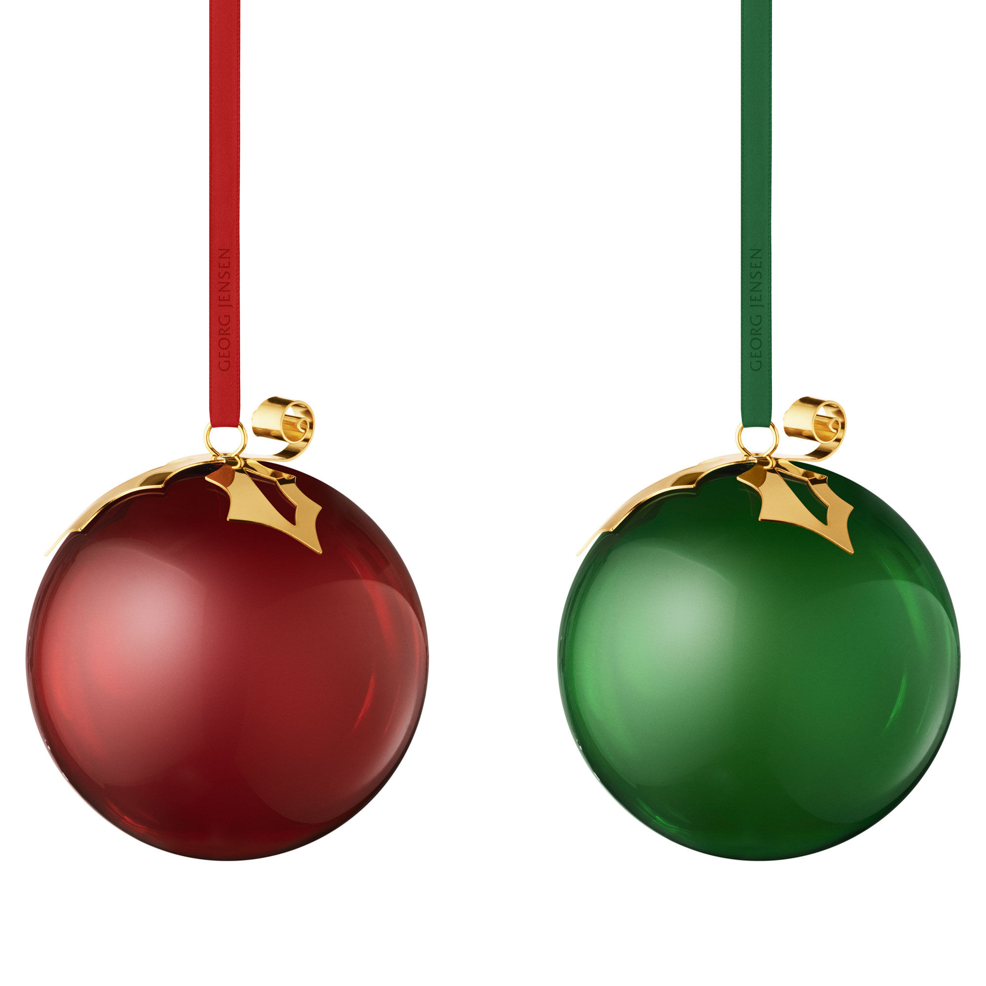 Georg jensen Classic Christmas 2026 glaskugler, 2 stk., grøn/rød