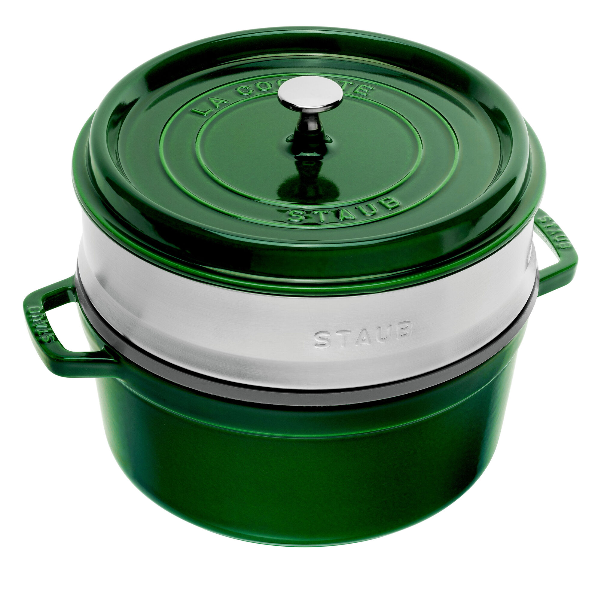 Staub La Cocotte støbejernsgryde 26 cm med dampindsats, grøn