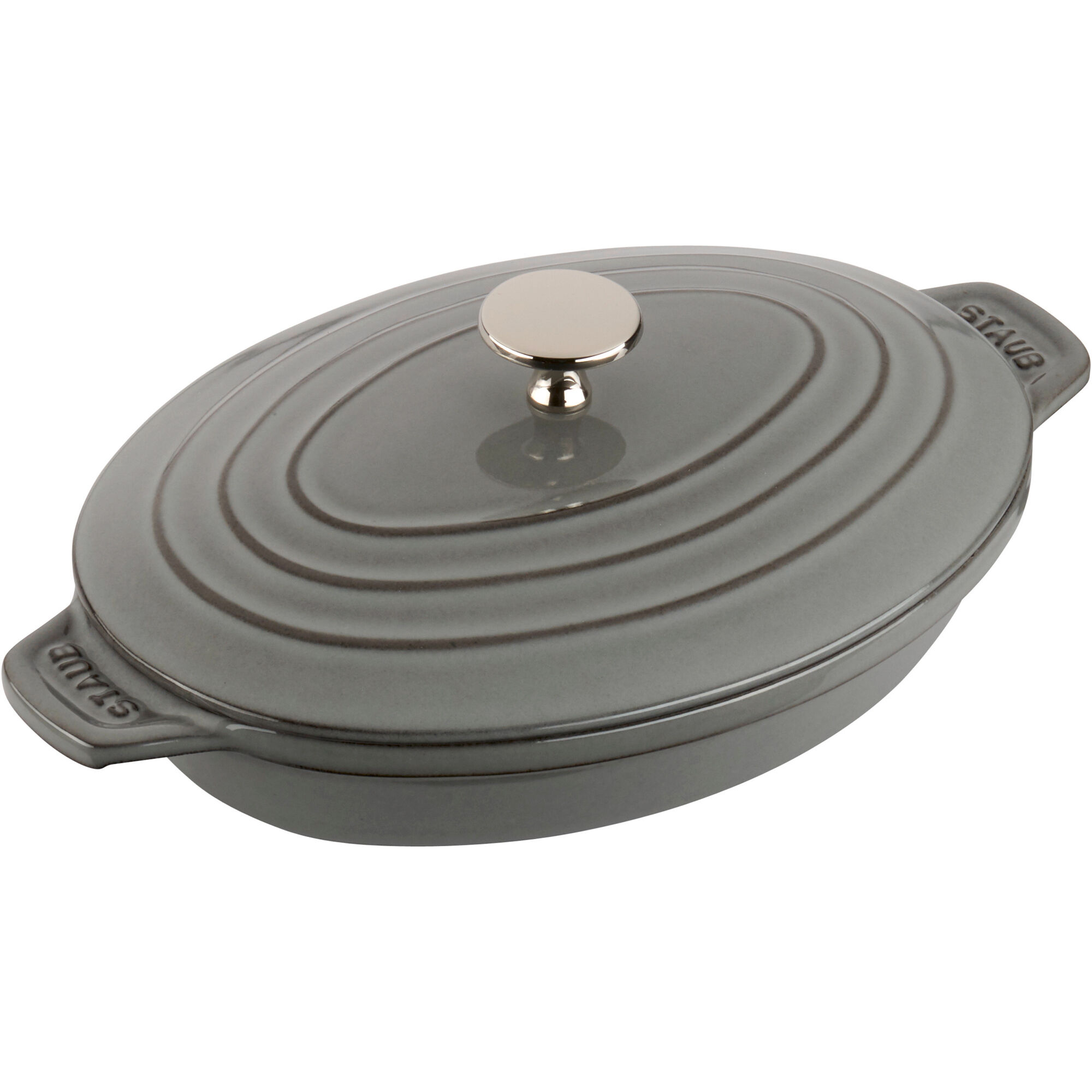 Staub Ovnfast form 23 cm med låg, grå