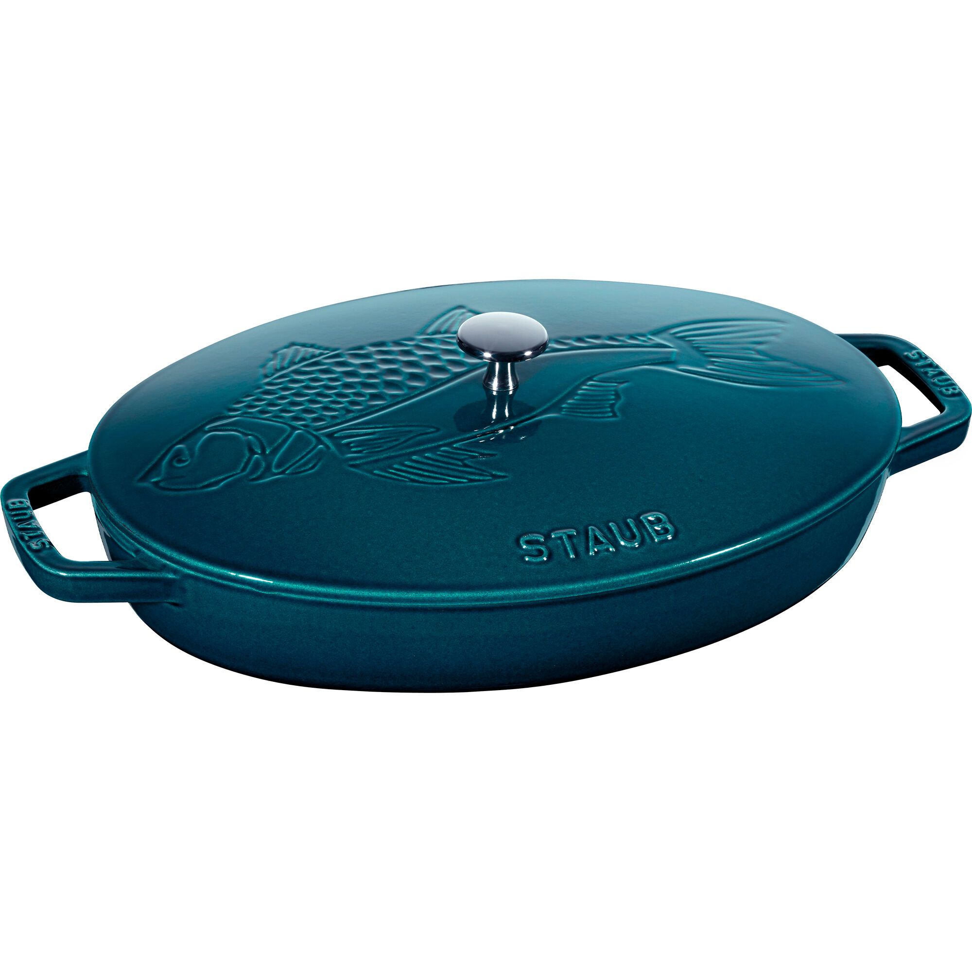 Staub Ovnform med låg 33 cm, fiskemotiv