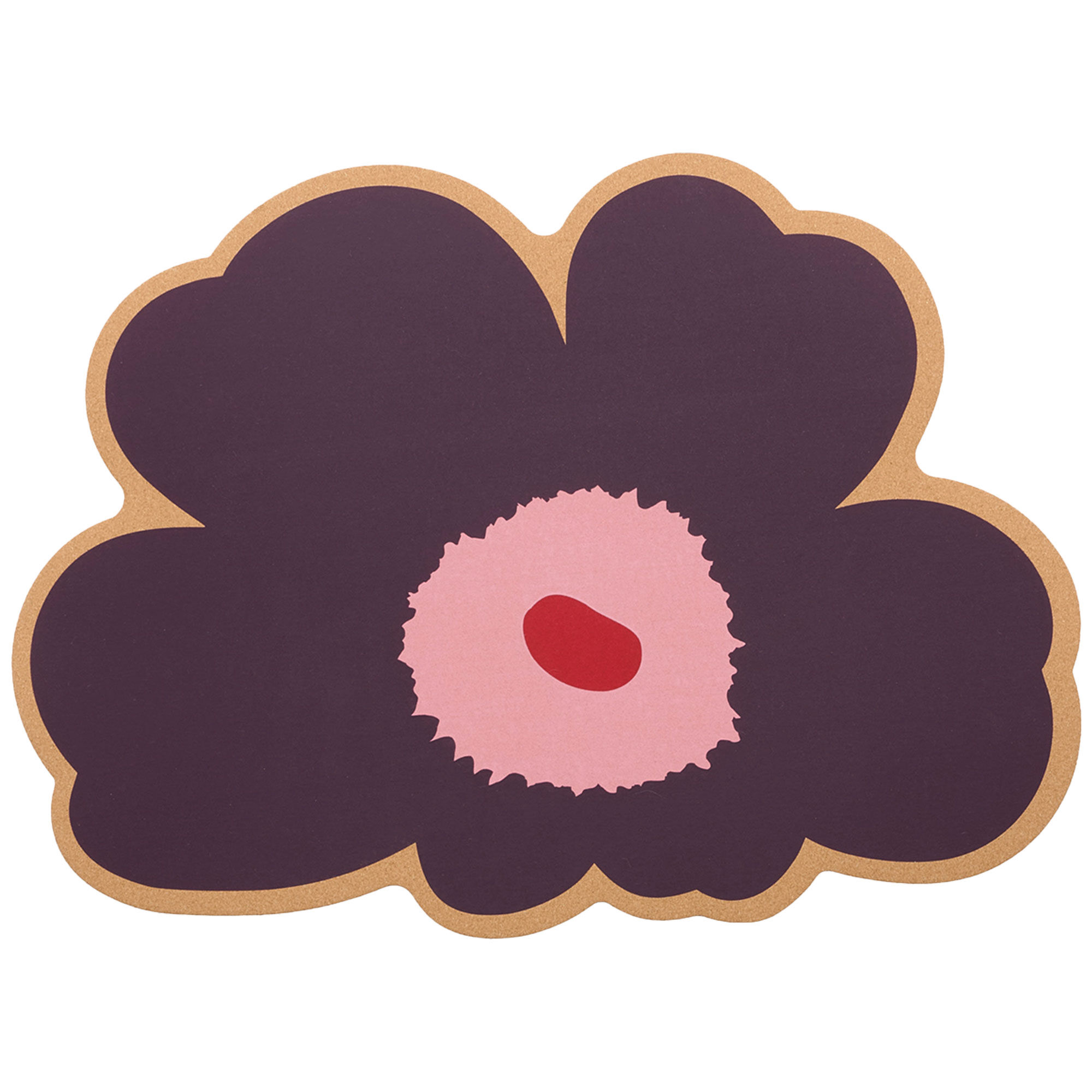 Marimekko Unikko-formet bordunderlag i kork, cranberry/pink