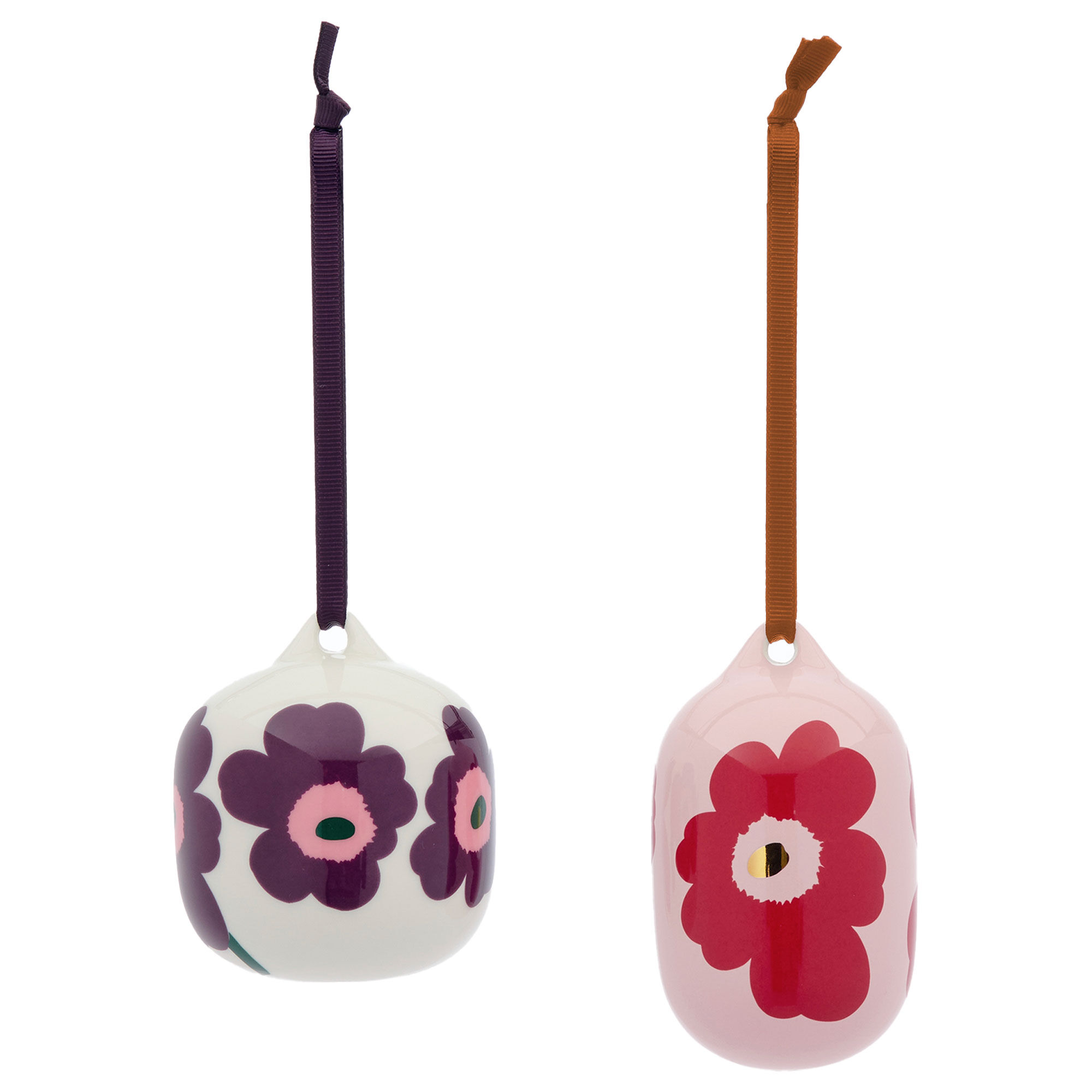 Marimekko Unikko-ornament, 2-pak, pink/cranberry