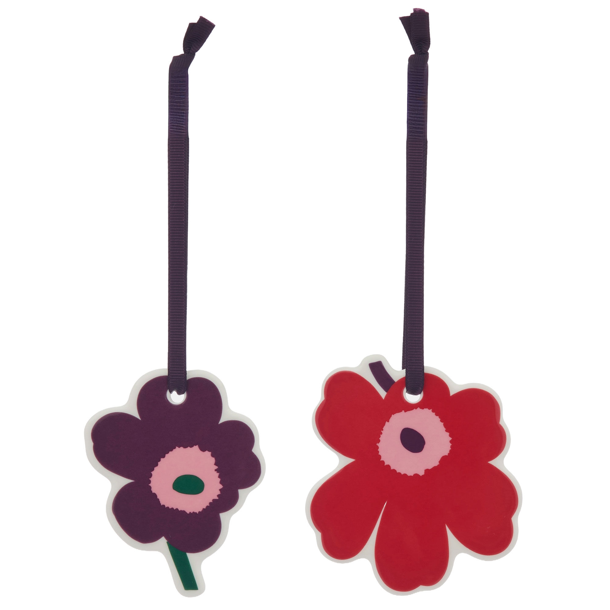 Marimekko Unikko fladt ornament, 2-pak, cranberry/pink