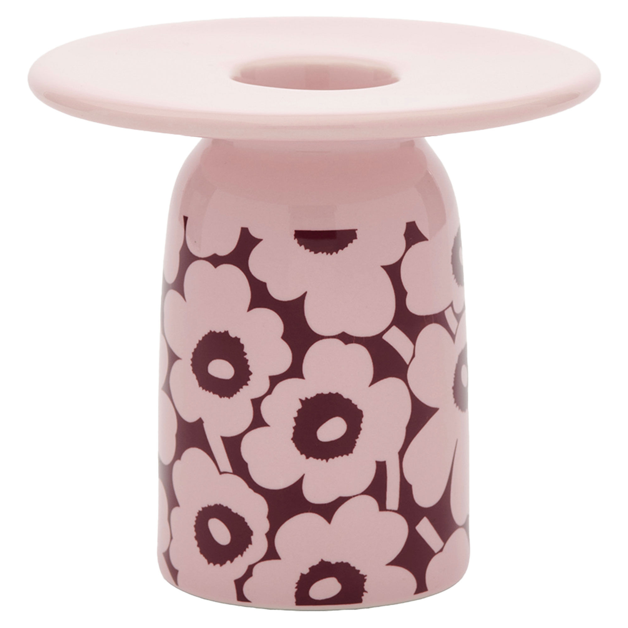 Marimekko Pieni Unikko lysestage 8 cm, rosa/vinrød
