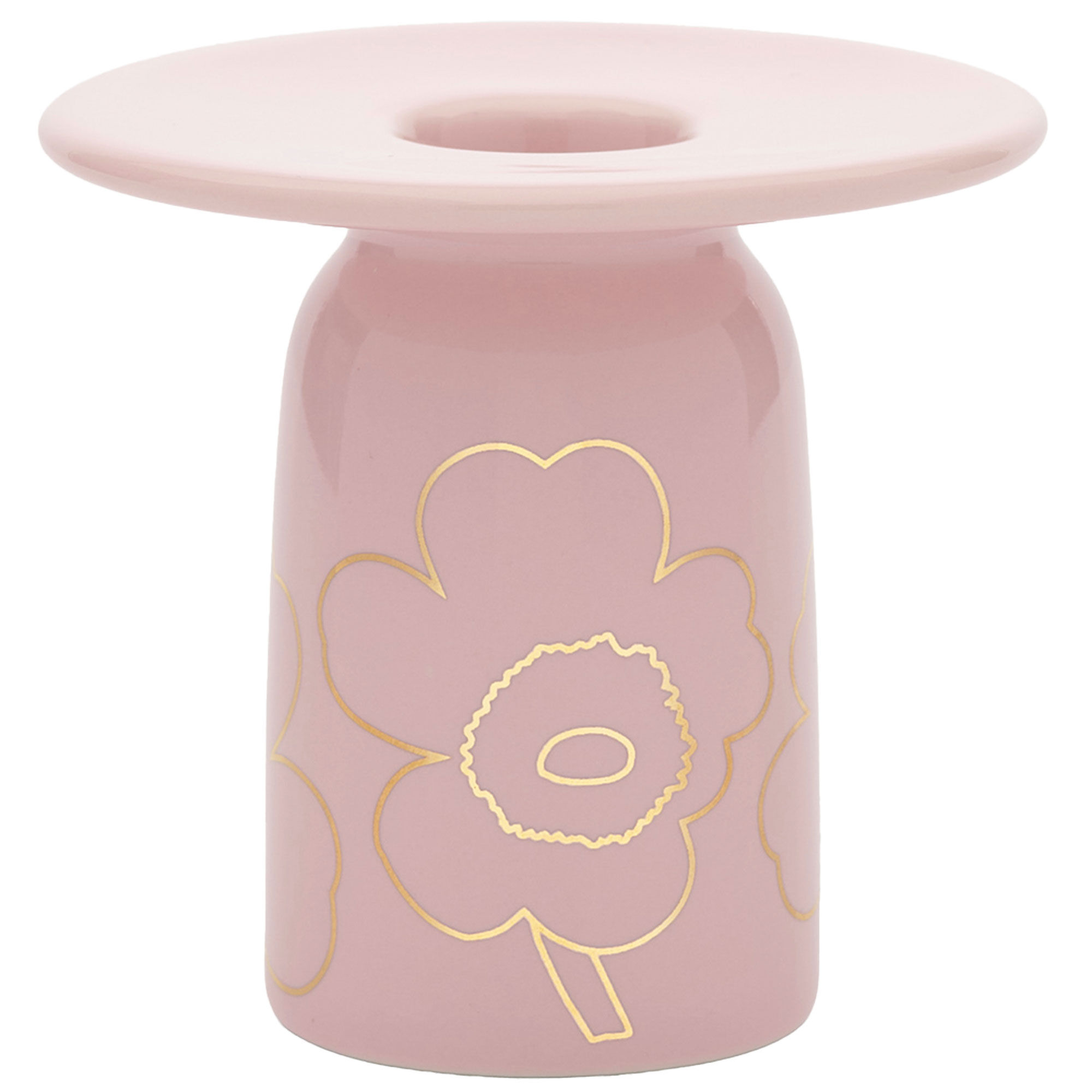 Marimekko Piirto Unikko lysestage 8 cm, rosa/guld