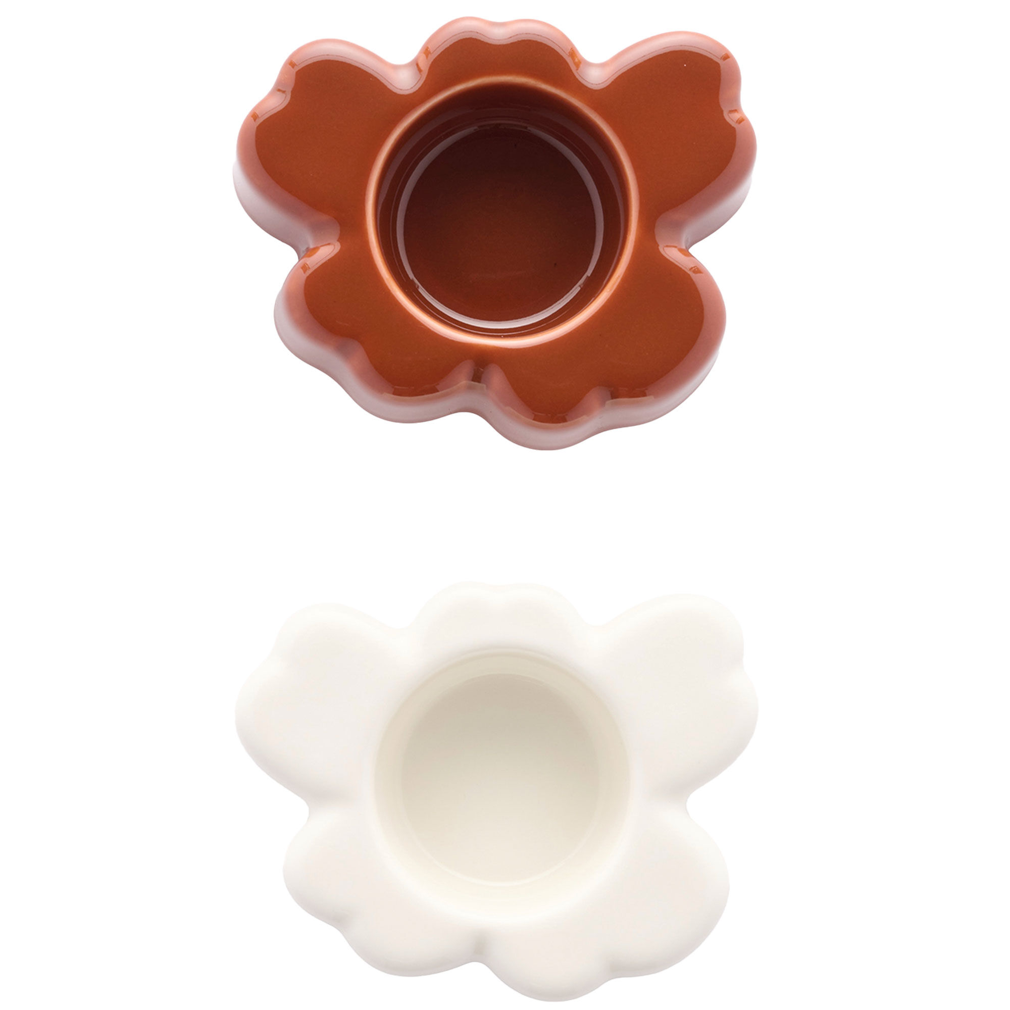 Marimekko Unikko fyrfadsstager 10 Ã 3 cm, 2-pak, hvid/kastanje