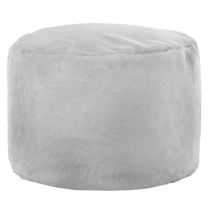 Round Cylinder Pouffe - Yeti Faux Fur, Grå