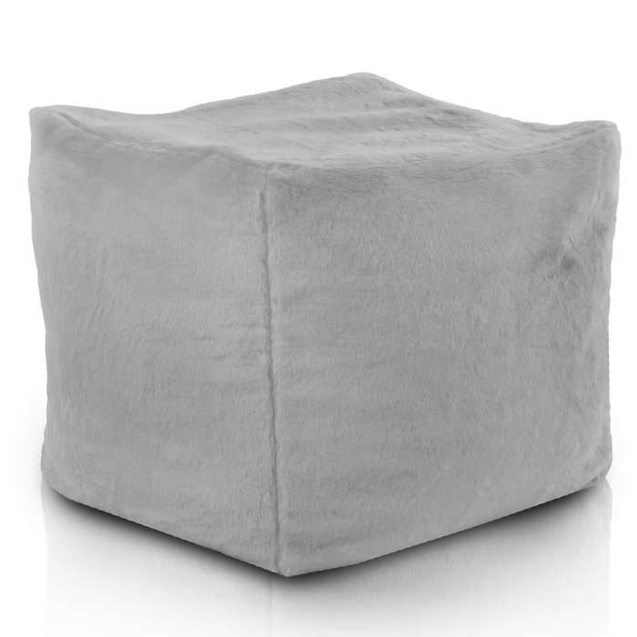 Square Cube Ottoman - Yeti Faux Fur, Grå
