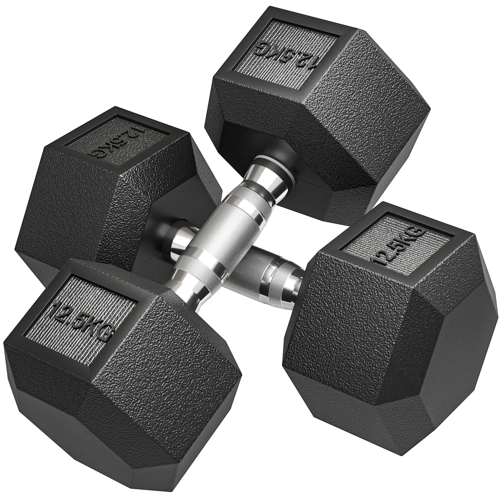 Håndvægte med riflet håndtag, støbejernshåndvægte, 2 x 12,5 kg til hjemmetræning, fitnesscenter, styrketræning