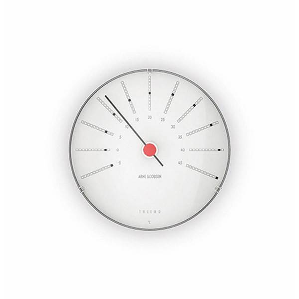 Arne Jacobsen Bankers Termometer - Ø:12 cm - Hvid/sort  : Erling Christensen Møbler