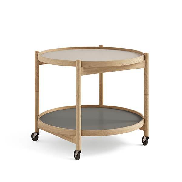 Brdr. Krüger Bølling bakkebord 60 cm. - eg olie, bakke 1: Stone / bakke 2: Stone  : Erling Christensen Møbler