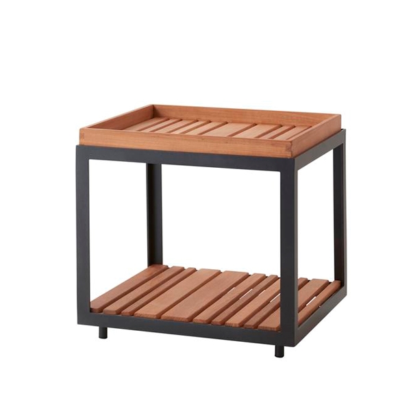 Cane-Line Level sidebord - firkantet - teak/sort  : Erling Christensen Møbler