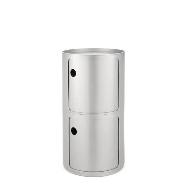 Kartell Componibili Classic - Ø42 cm - 2 rum - høj - Silver  : Erling Christensen Møbler