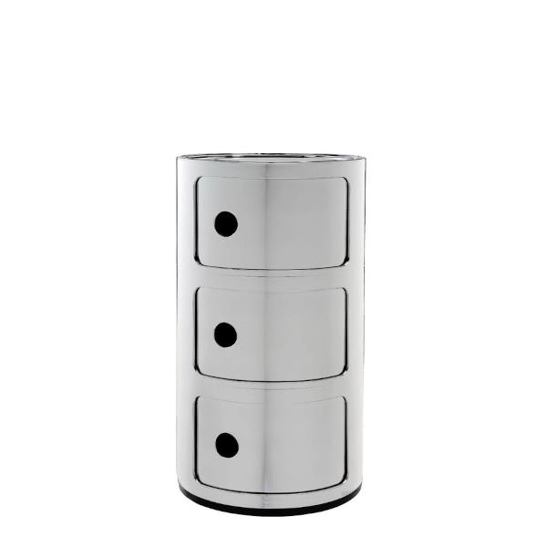 Kartell Componibili Metal opbevaringsmøbel - 3 rum - krom  : Erling Christensen Møbler