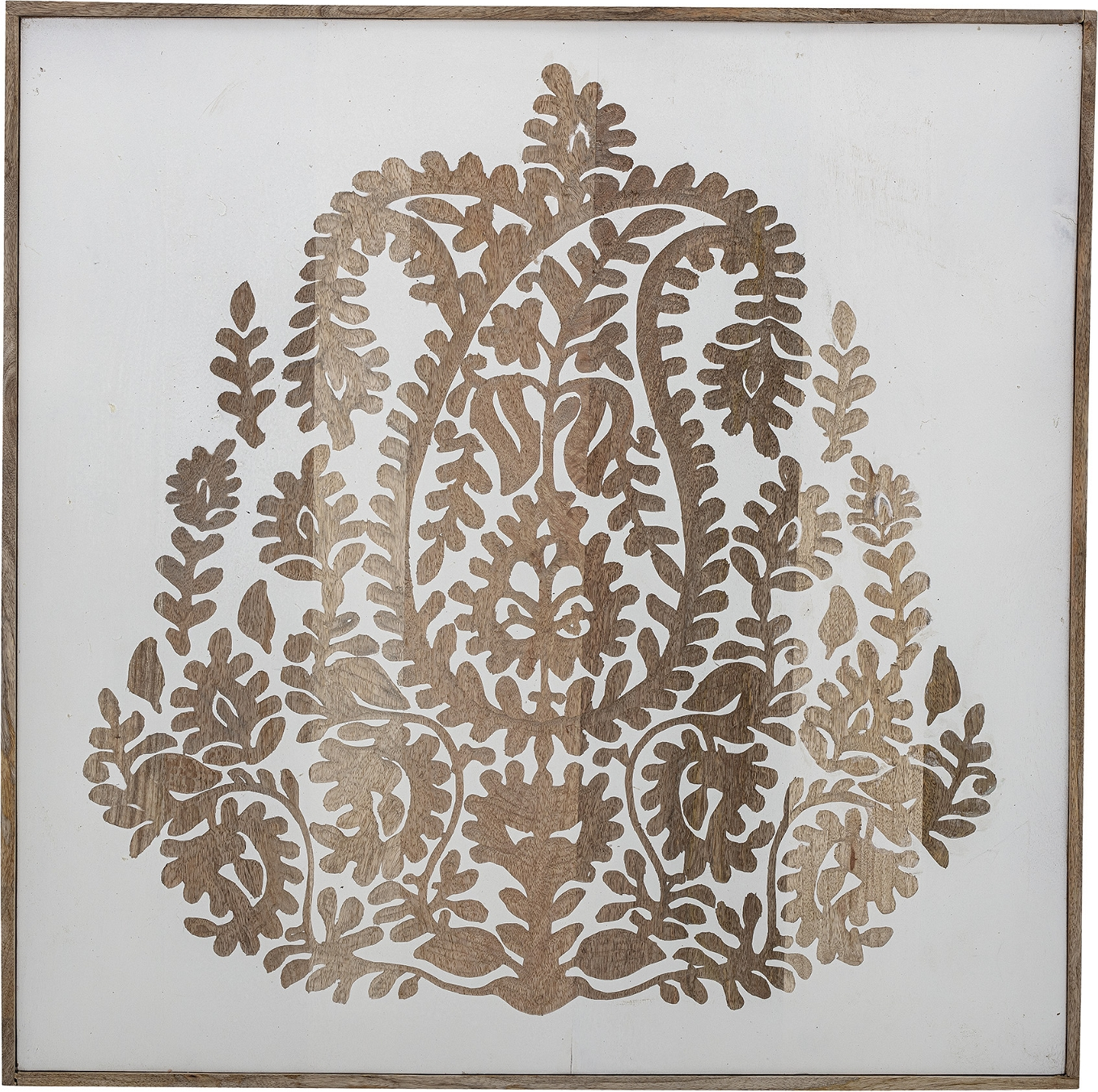Vægdekoration Creative Collection Nevil i hvidt mangotræ håndlavet 70x70 cm