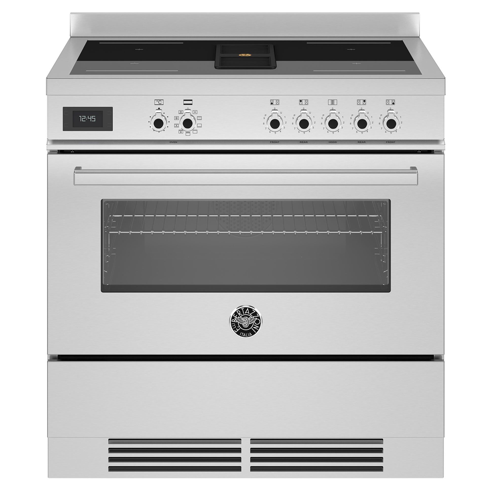 Bertazzoni PROCH94I1EXT Komfur med integreet emhætte 90 cm, rustfri stål