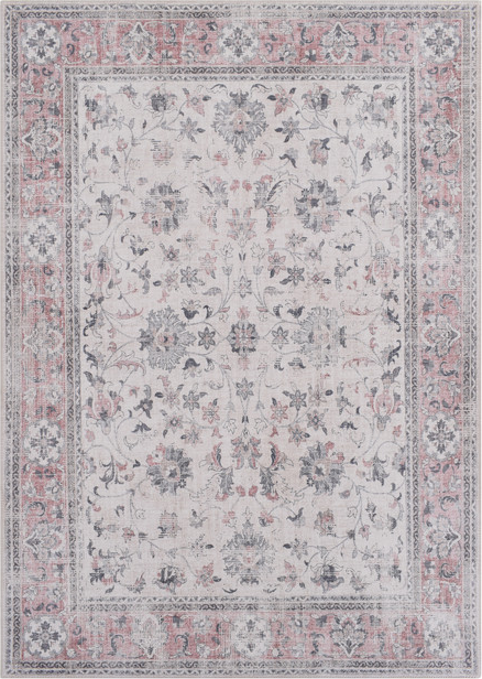 Gulvtæppe Loomery Fenix fløjlsgarn lyserød/grå 120x180 cm