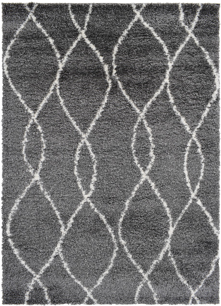 Gulvtæppe Loomery Parma sølv/elfenben 120 x 170 cm varmebehandlet polyesterfrise