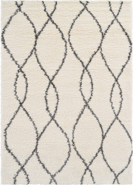 Gulvtæppe Loomery Parma elfenben grå 120 x 170 cm soft frise polyester
