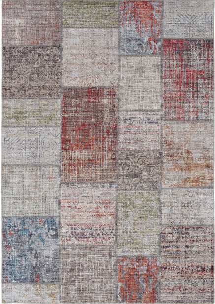 Gulvtæppe Loomery Fenix vintage flerfarvet patchwork 120x180 cm fløjlsgarn