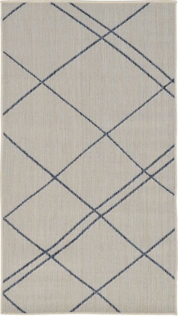 Gulvtæppe Loomery Terrace 200Ã290 cm polypropylen hvid/azurblå UV- & fugtbestandigt