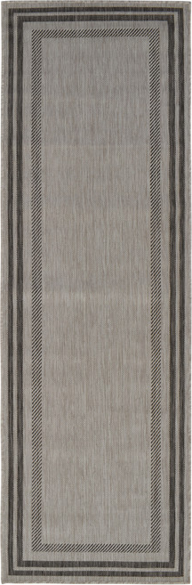 Gulvtæppe Loomery Terrace fladvævet lysegrå/stenfarvet smudsafvisende UV-resistent 160x220 cm polypropylen