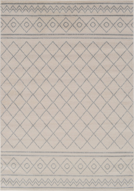 Gulvtæppe Loomery Firenze 200x290 cm hvid/lysgrå diamant mønster nordisk minimalisme
