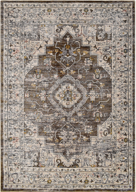 Gulvtæppe Loomery Troye 170x120 cm multifarvet polyester medallion-design high/low struktur