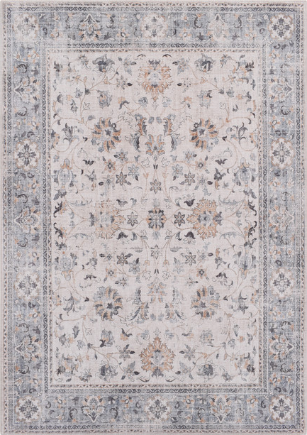 Gulvtæppe Loomery Fenix fløjlsgarn 120 x 180 cm creme/blå