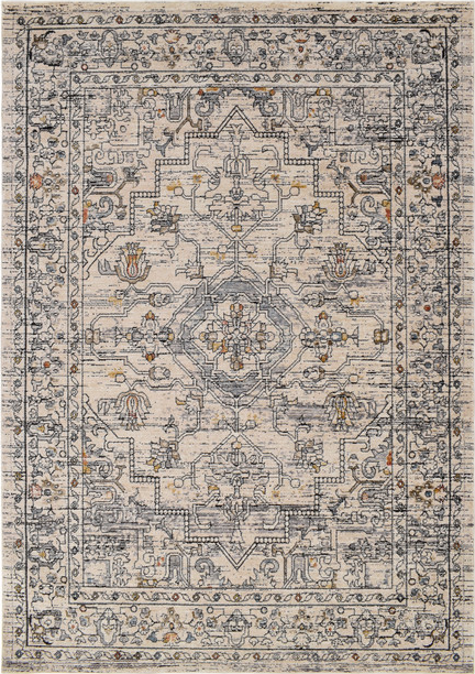 Gulvtæppe Loomery Troye 200 x 290 cm flerfarvet elfenben high/low struktur polyester