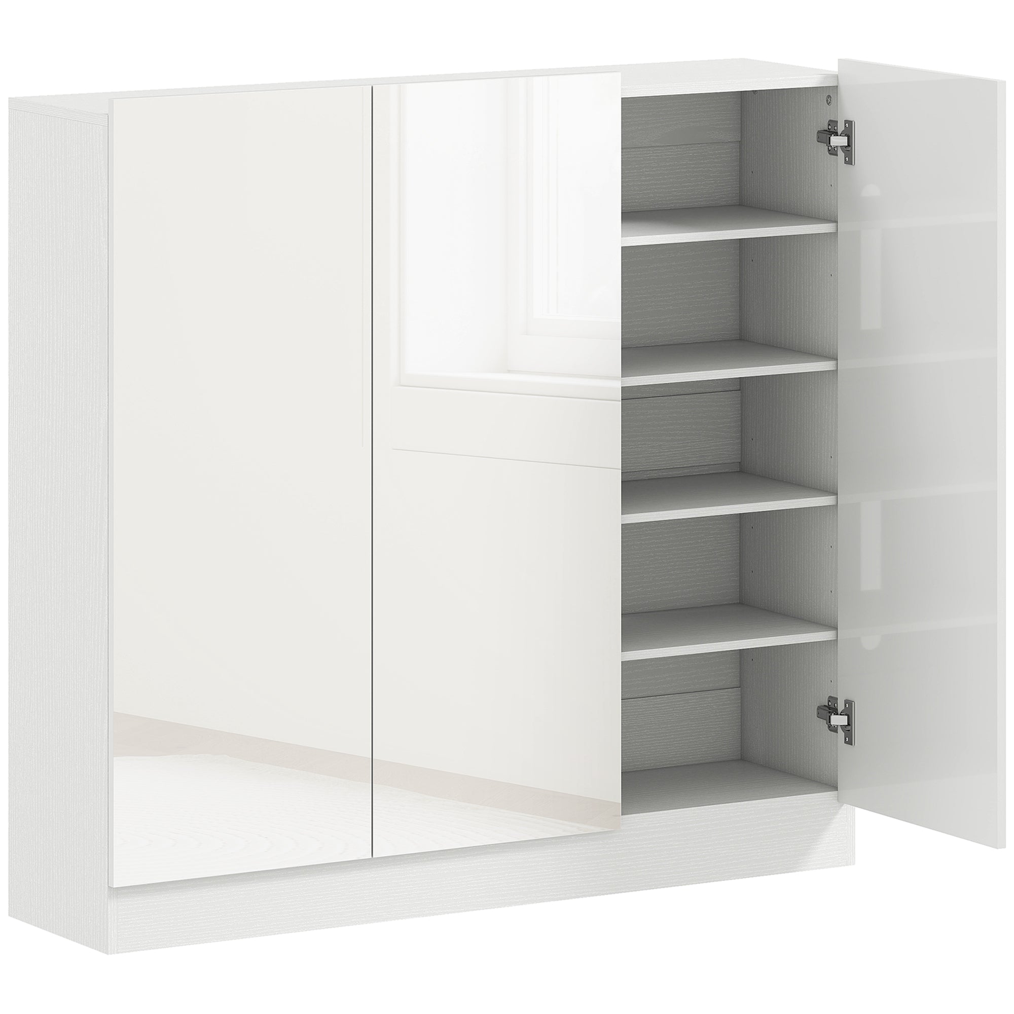 Skoskab med 10 hylder til 25-30 par sko, ventilationshuller, soft-close døre, træ, hvid