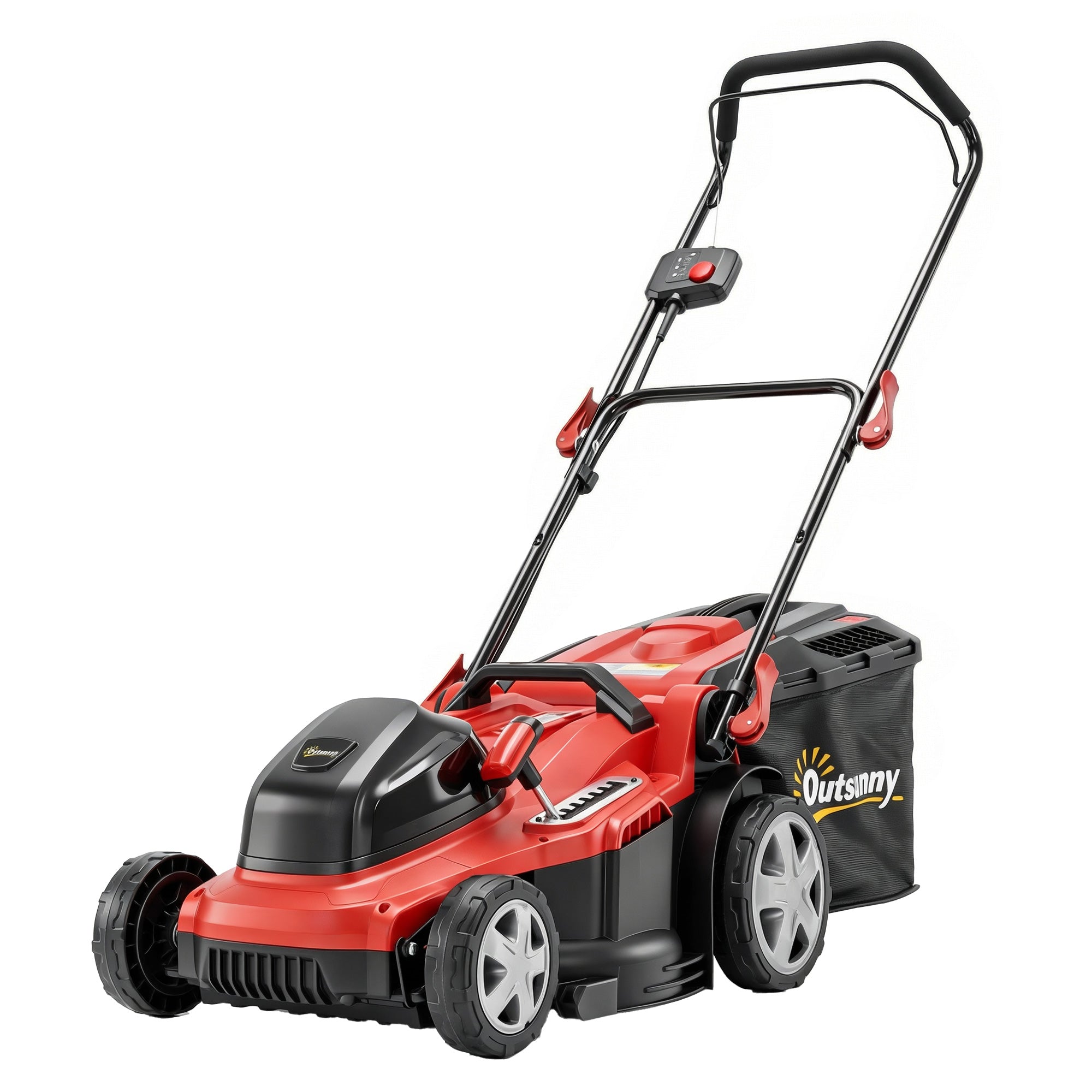 Elektrisk plæneklipper 800 W med 40 cm klippebredde, 45L græsopsamler, batteriindikator, overbelastningsbeskyttelse, 7 klippehøjder