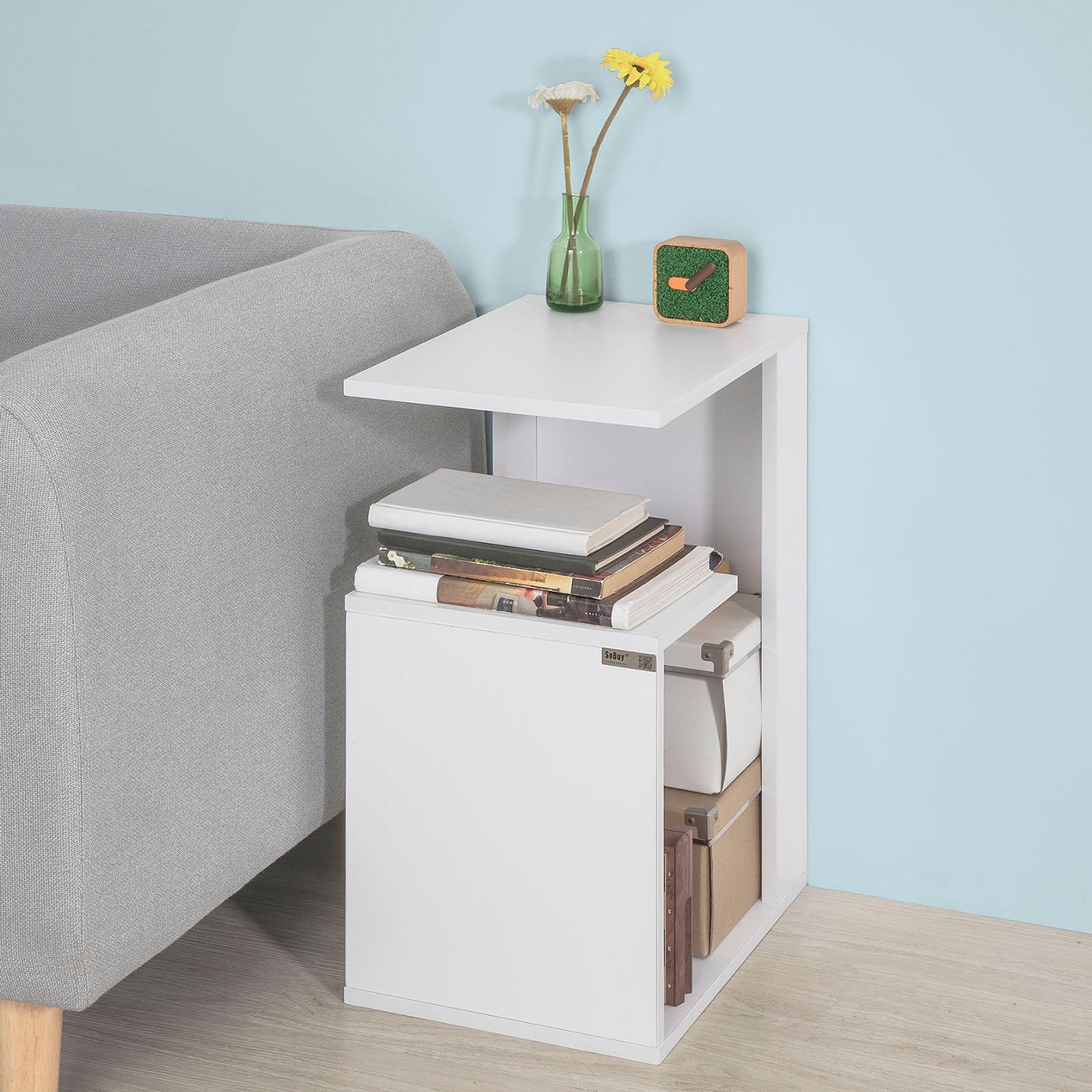 Sofabord / sidebord i moderne stil, : B30 x D40 x H60 cm, hvid