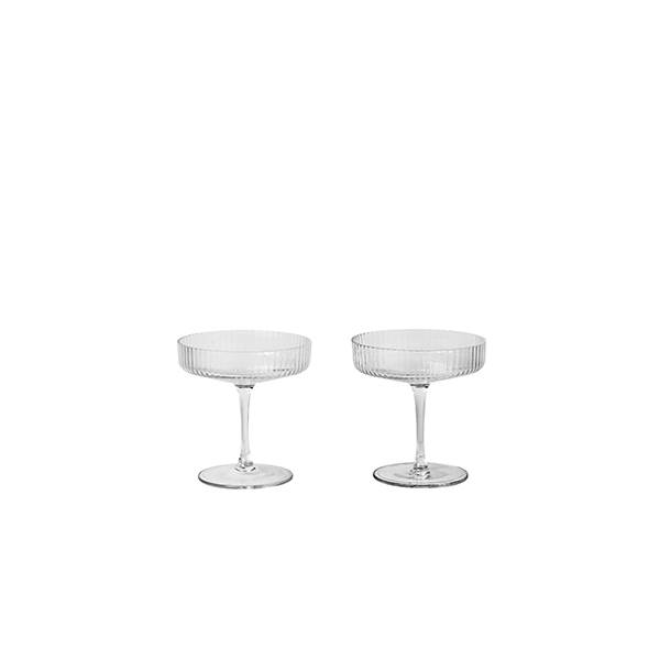 Ferm Living Ripple Champagne Saucer glas - 2 stk.  : Erling Christensen Møbler