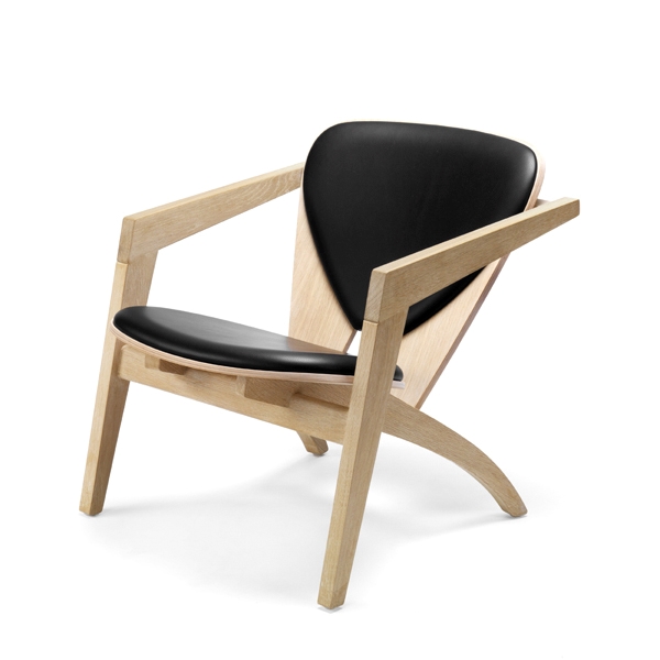 Wegner Butterfly GE460 stol - Ubehandlet bøg - Sort læder  : Erling Christensen Møbler